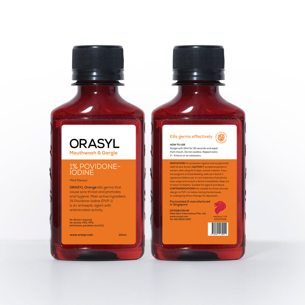 
                  
                    ORASYL ORANGE - Povidone-Iodine Mouthwash & Gargle (100ML)
                  
                